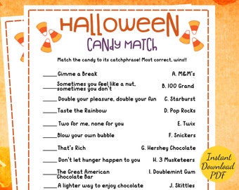 Halloween CANDY MATCH - Halloween Party Game - Printable Halloween Party Activity - Halloween Candy Game -Halloween Game for Kids and Adults