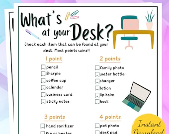 Office DESK SCAVENGER HUNT Game: Printable Teambuilding Activity (Digital Download)