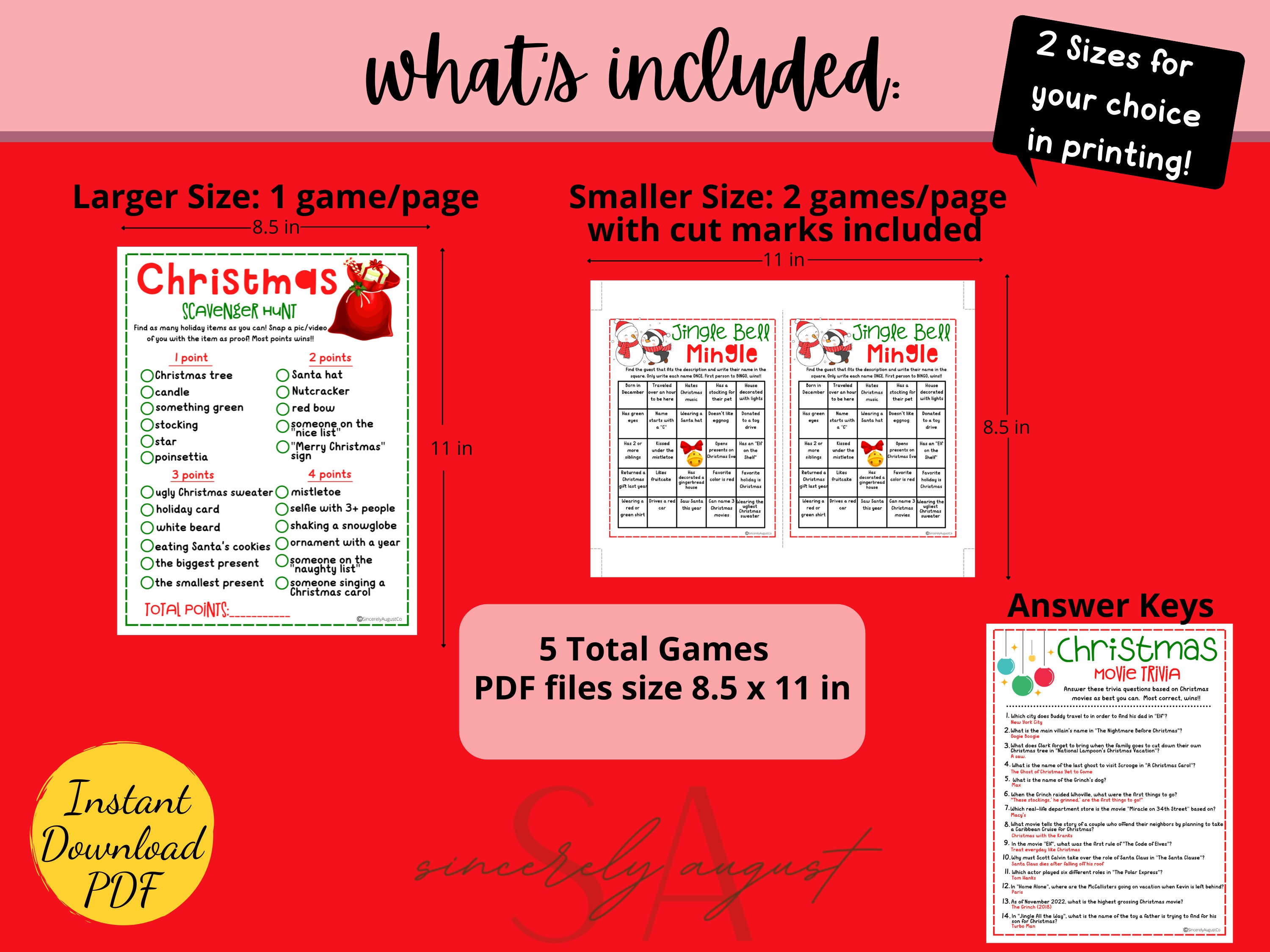 Christmas Party Games BUNDLE Printable Christmas Party Games Holiday