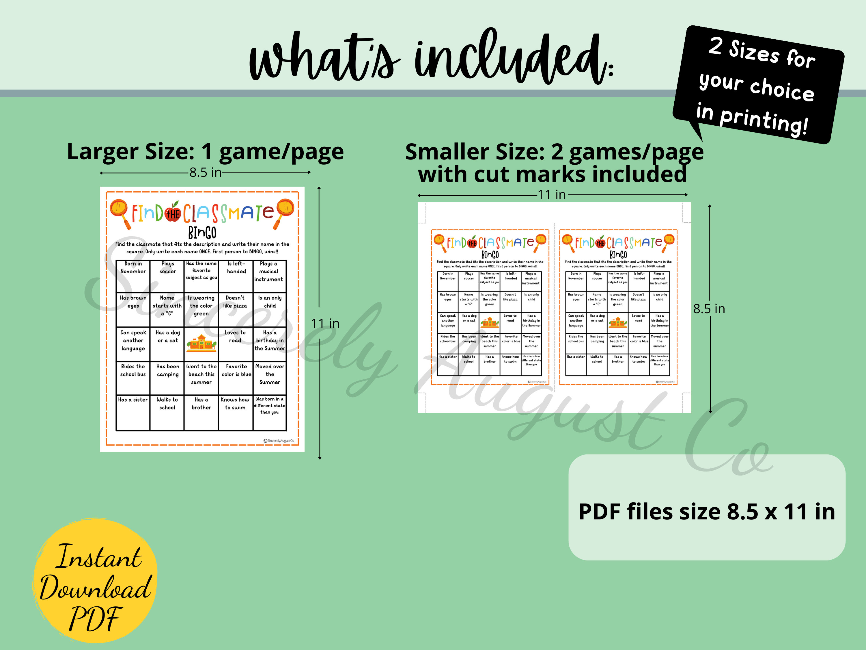 Back to School BINGO Game - Find the Classmate Bingo - First Day of ...