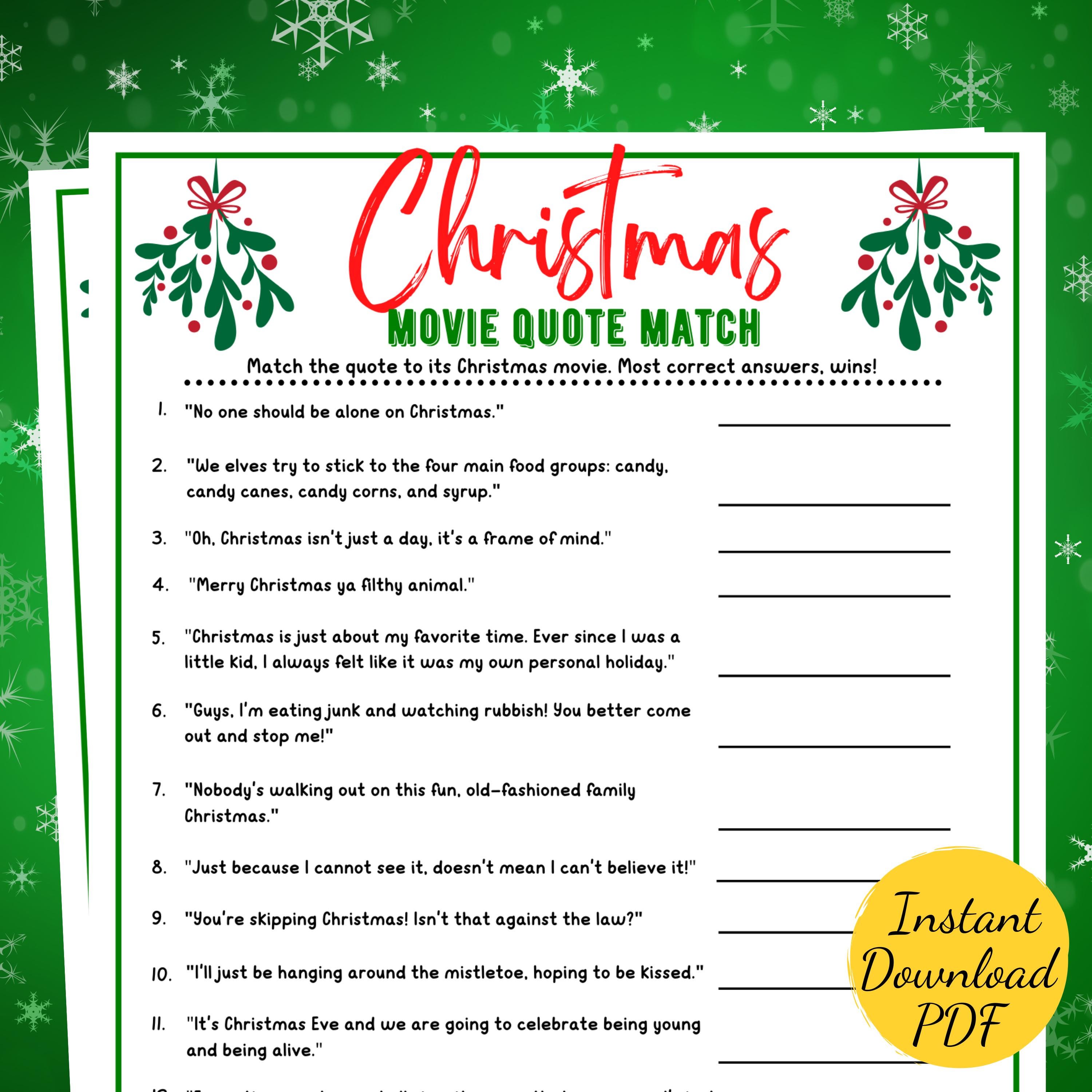 Christmas movie quotes game printable