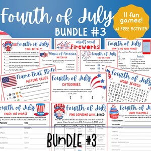 4th of July Games BUNDLE #3: Printable Independence Day Activities (Digital Download)
