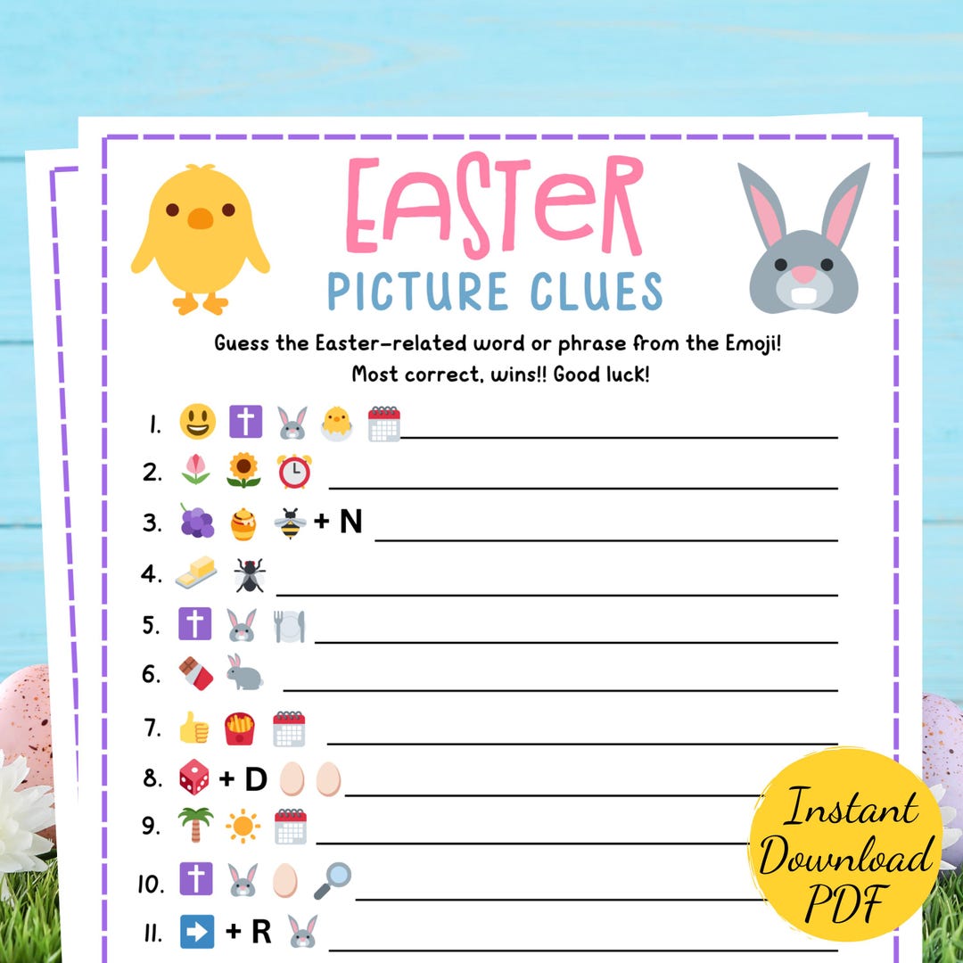 Easter PICTURE CLUES Game: Emoji Pictionary (printable PDF) - Etsy