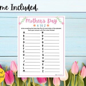 Mothers Day A TO Z Mothers Day Party Game Printable Mothers Day ...
