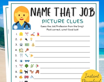 Name That Job PICTURE CLUES Game: Emoji Work Party Game (Druckbare PDF)