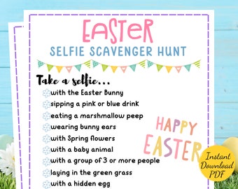 Easter SELFIE SCAVENGER HUNT Game - Easter Party Game - Printable Easter Celebration Activity - Easter Photo Scavenger Hunt - Kids & Adults