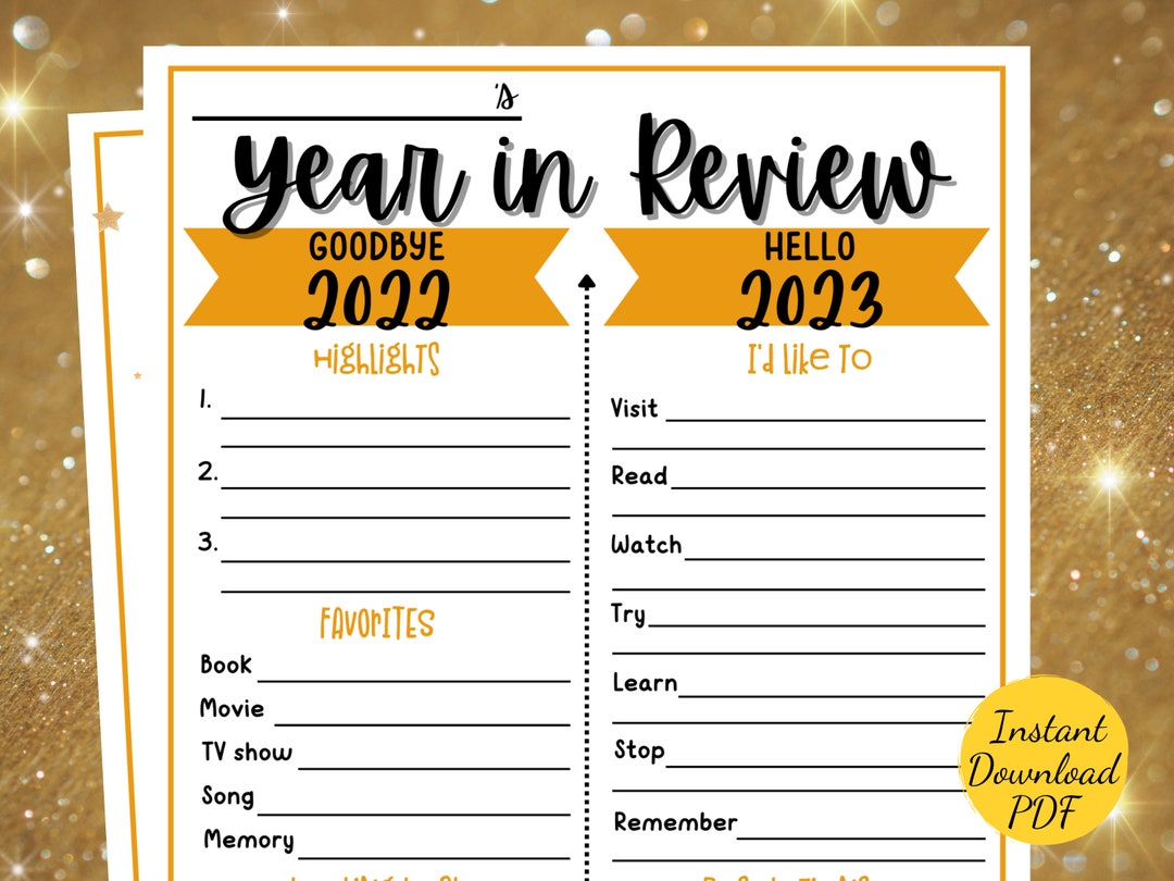 New Year's Eve Year in Review Year in Review Printable - Etsy