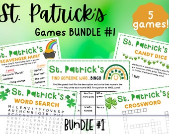 St. Patrick's Day Party Games BUNDLE - 5 Game Bundle - St. Patricks Day Party Games - Printable St. Patricks Party Activities - Kids & Adult