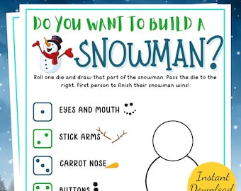 BUILD A SNOWMAN Dice Game: Winter Printable Party Activity (PDF)
