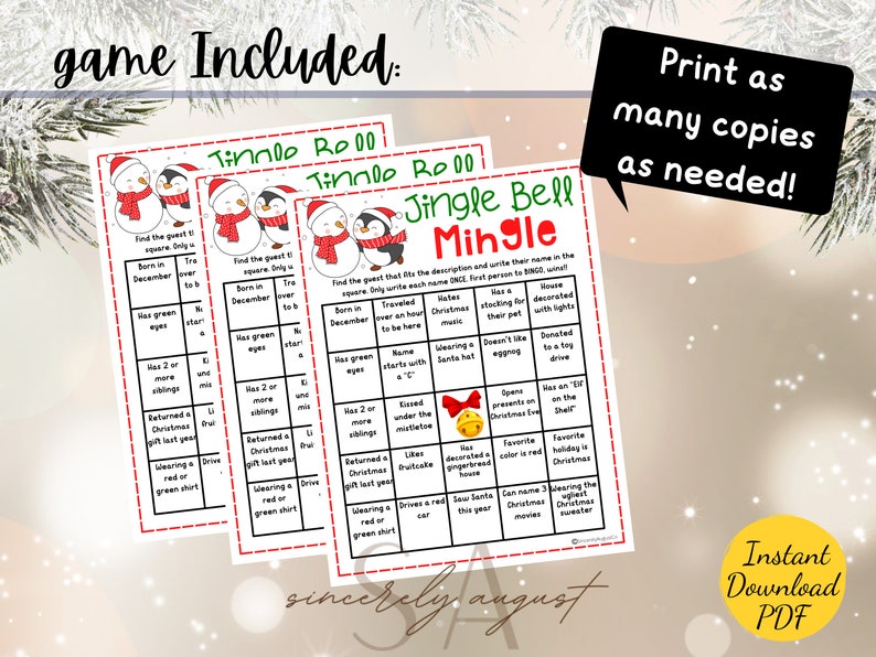 Christmas BINGO Game Christmas Find the Guest BINGO Christmas Party Game Christmas Party