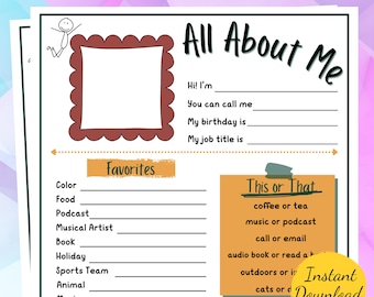 Office ALL ABOUT ME Printable: Team Building Activity (Digital Download)