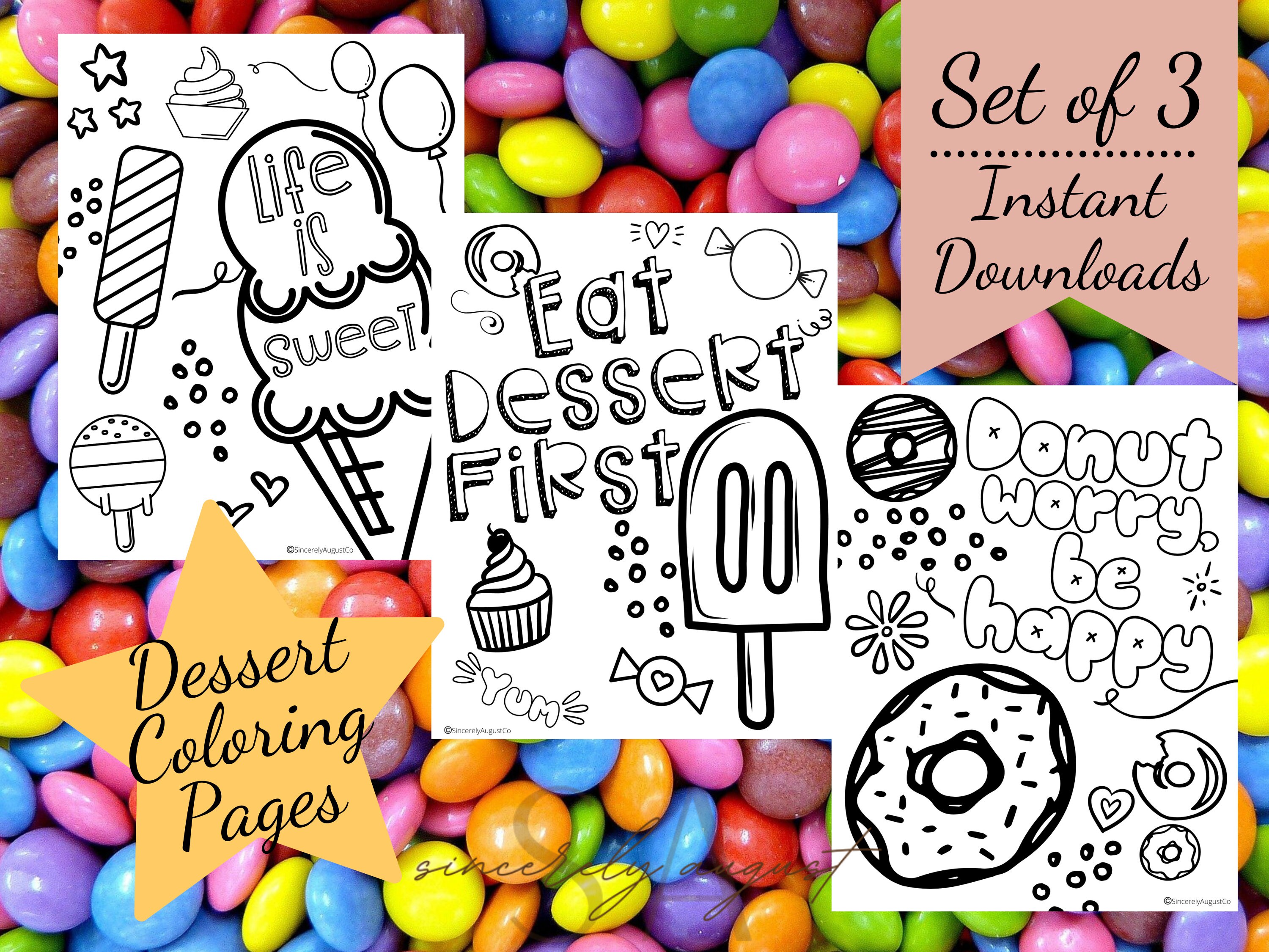 dessert coloring pages printable coloring pages for adults etsy
