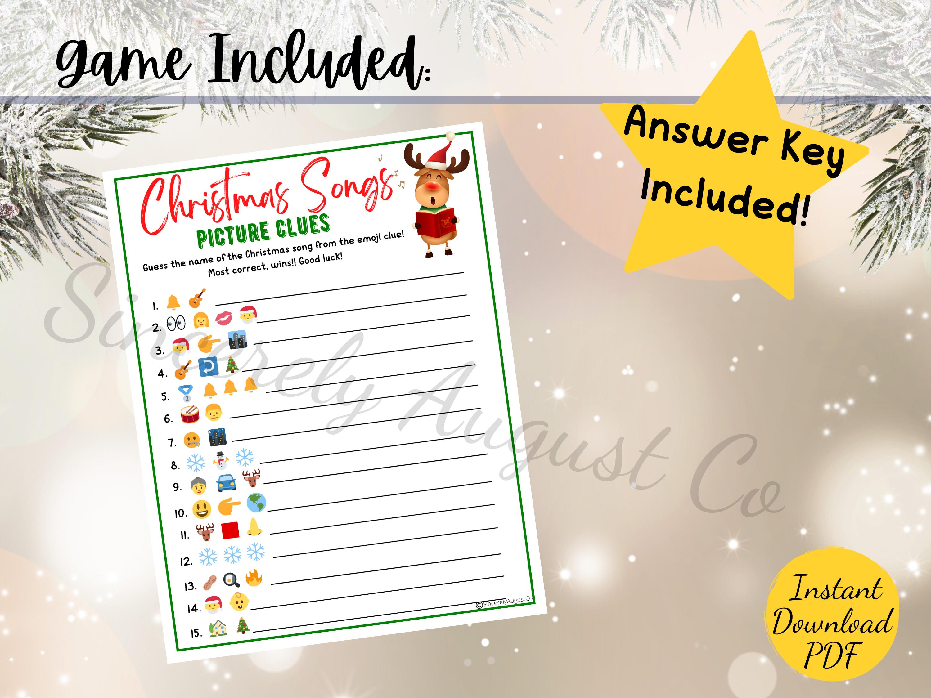 Christmas PICTURE CLUES Game Bundle: Movies & Songs (digital Download ...