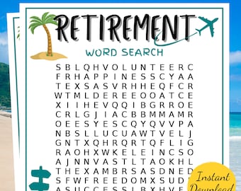 Retirement WORD SEARCH Game: Printable Party Activity (PDF)