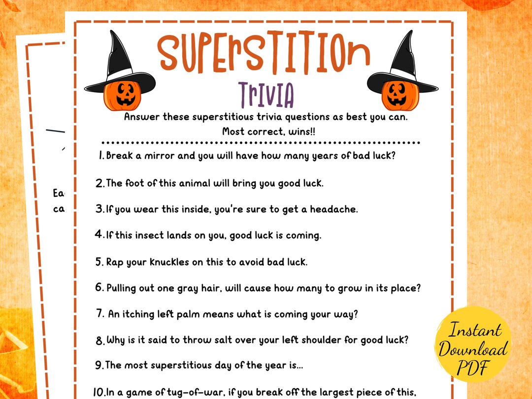 Superstitions Game Halloween Party Game Printable - Etsy