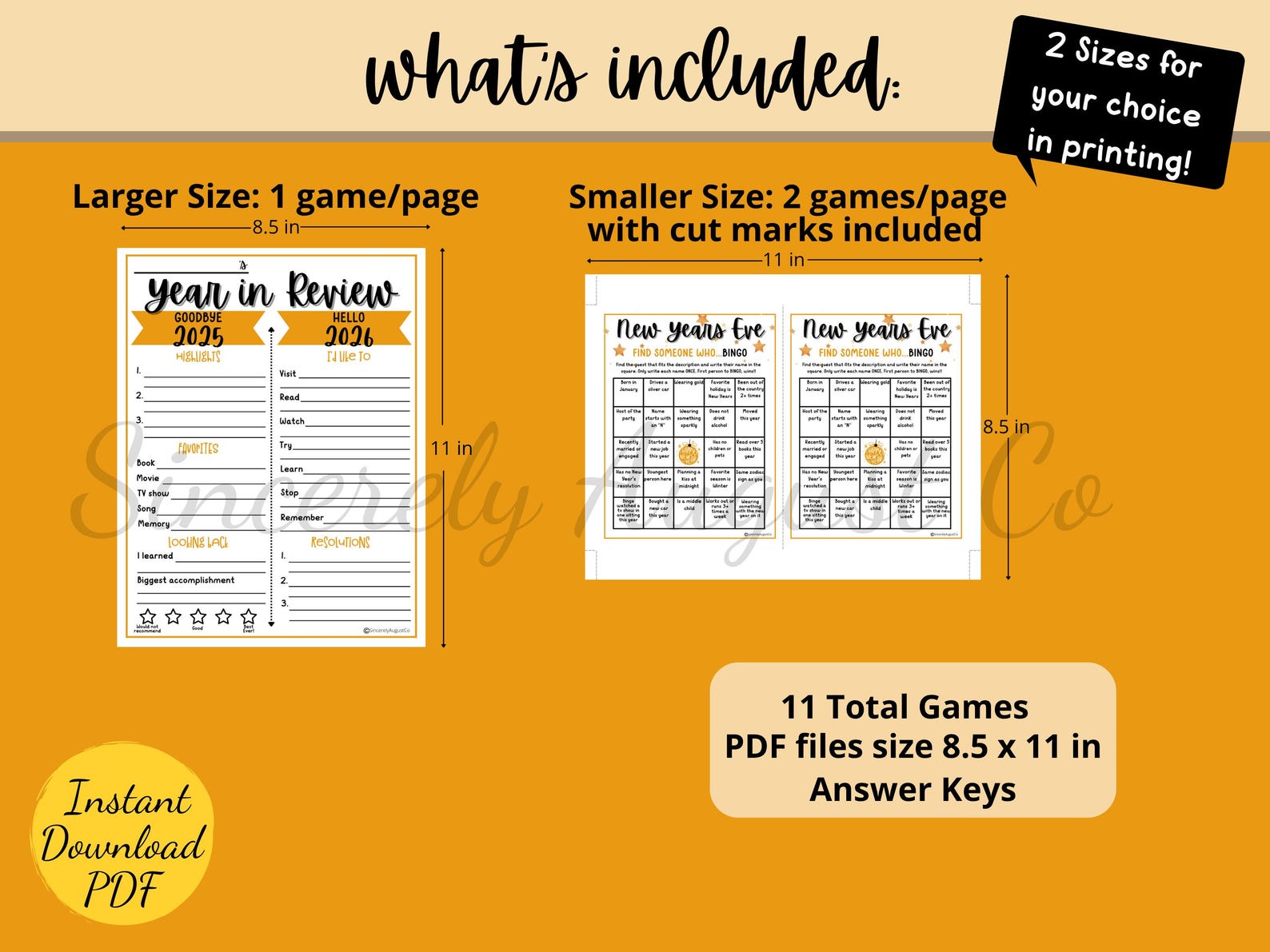 New Years Eve Game BUNDLE #1: Printable Party Activities (digital ...