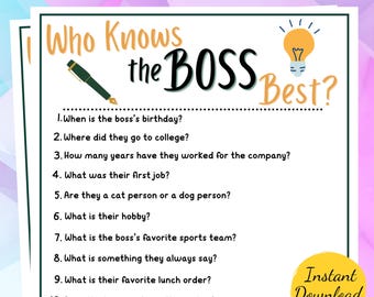 Who Knows the Boss Best Game – Printable Teambuilding Activity (PDF Pattern)