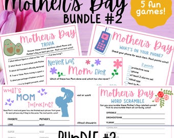 Juegos para el Día de la Madre (PAQUETE 2): Actividades imprimibles para fiestas (Descarga digital)