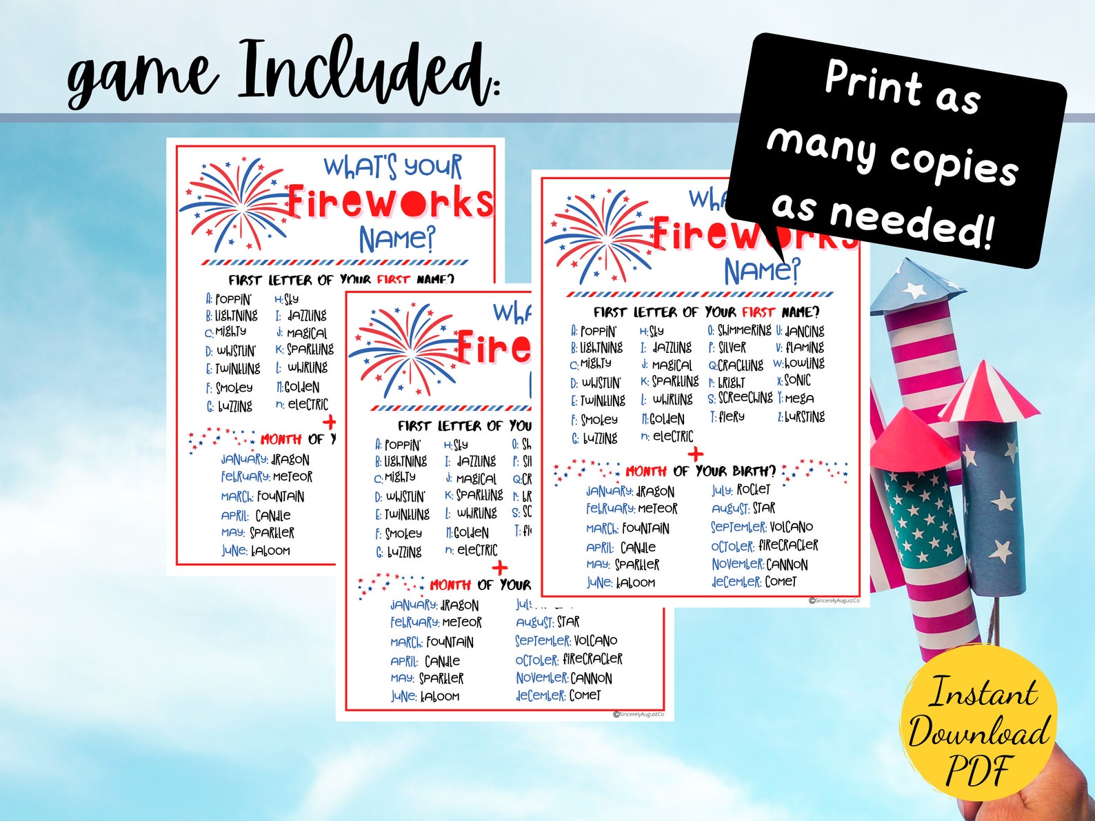 names for july 4th