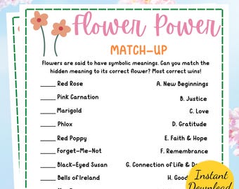 Spring FLOWER POWER Matching Game: Spring and Mother's Day Activity (PDF)