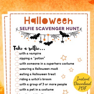Halloween SELFIE SCAVENGER HUNT Game: Printable Party Activity (Digital Download)