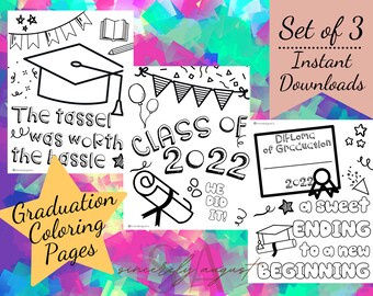 graduation coloring pages etsy