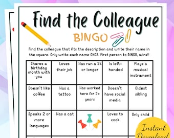 Office Icebreaker FIND the COLLEAGUE BINGO Game: Team Building Activity (Printable)