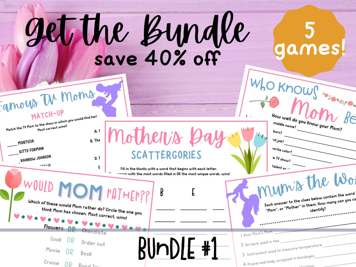 FAMOUS TV MOMS Mothers Day Match Mothers Day Party Game Printable ...