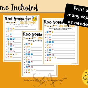 New Year's Eve EMOJI PICTIONARY Game New Years Eve Party Game Printable ...