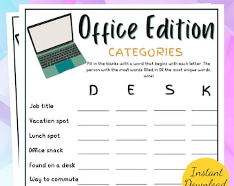 Office CATEGORIES Game: Printable Teambuilding Activity (PDF)