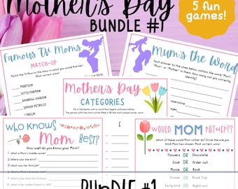 Mother's Day Games BUNDLE #1: Printable Party Activities (Digital Download)