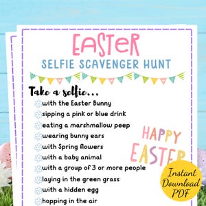 Easter SELFIE SCAVENGER HUNT Game: Printable Party Activity (Printable)