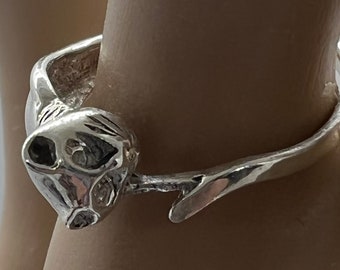 Vintage 925 Sterling Silver Cat Ring - Dainty Animal Jewelry