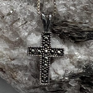 Sterling Silver Marcasite Cross and Sterling chain, 18 inches