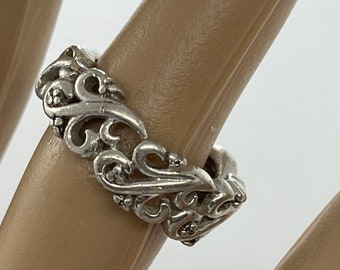 Vintage 925 Sterling Silver Swirl Band Ring - Size 6