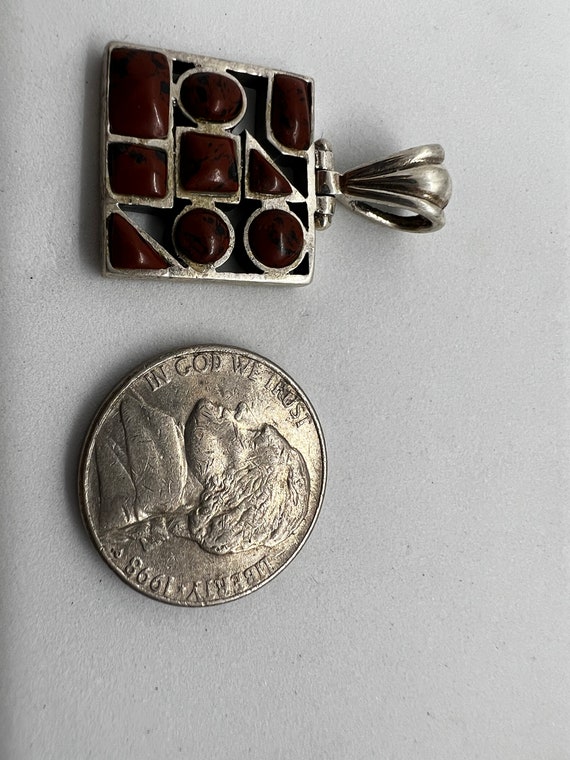 Vintage 925 Square multi stone pendant - image 8