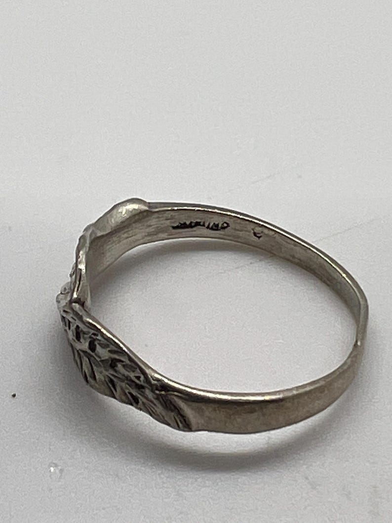 Sterling Silver Vintage Guardian Angel Wing Ring, size 6.25 image 10