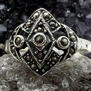 Vintage 925 Marcasite Ring, Elegant Sterling, Silver for Women, 925 Jewelry