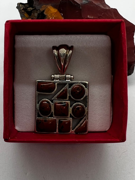 Vintage 925 Square multi stone pendant - image 9