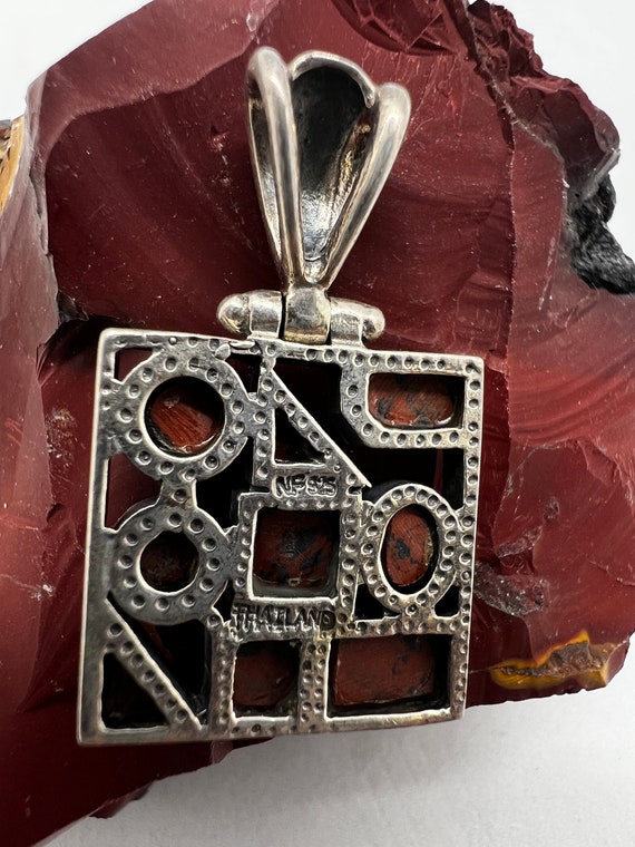 Vintage 925 Square multi stone pendant - image 7