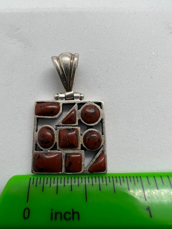 Vintage 925 Square multi stone pendant - image 5