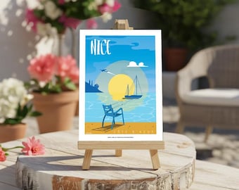 Postcard of Nice – French Riviera – Seaside illustration – Souvenir of Southern France – Landscape format