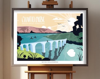 Chanteloube poster, Serre-Ponçon Lake illustration