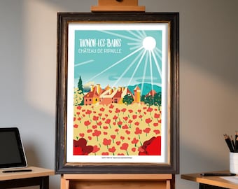 Thonon-les-Bains poster, Ripaille Castle illustration