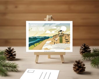 Postcard of Mont Guillaume – Hautes-Alpes – Mountain illustration – Souvenir of Embrun – Landscape format