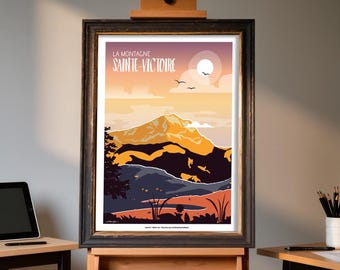 Sainte-Victoire poster, Aix-en-Provence illustration