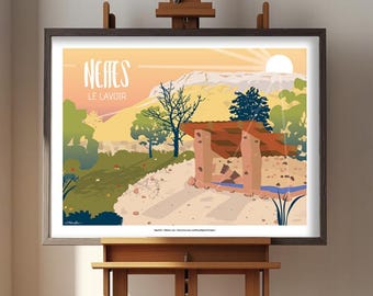 Poster village of Neffes Hautes-Alpes illustration