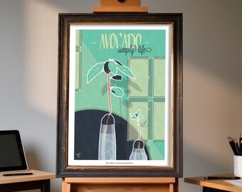 Avocado wall art illustration poster on quality paper