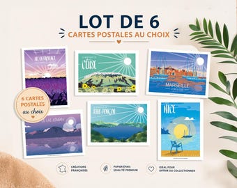 Set of 6 mountain postcards – Hautes-Alpes postcard pack – Souvenir of France – Vintage illustration – Set of French postcards
