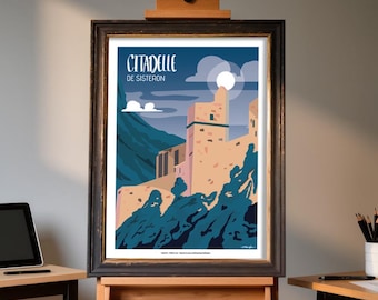 Sisteron Citadel poster illustration
